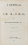 A commentary on Acts of apostles : with a revised version of the text by John William McGarvey