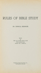 Rules of Bible study by Carroll Kendrick